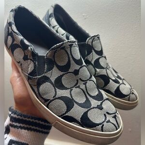 Coach Monogram Black and White Slip-Ons